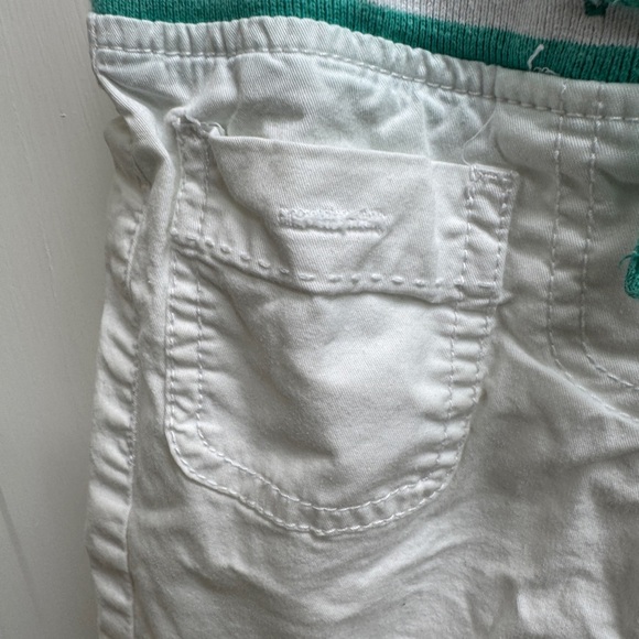 Mini Boden 3T Girls White & Teal Stripe Band Casual Capri Pants - Picture 2 of 5